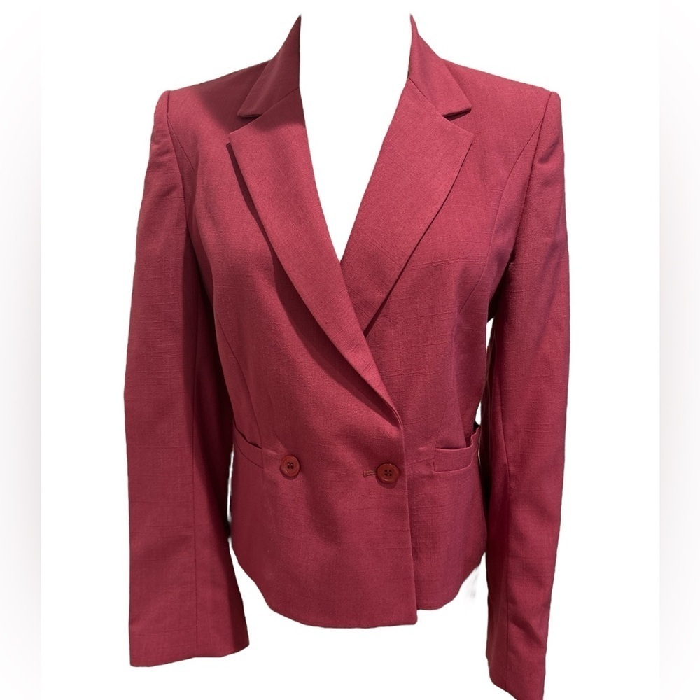 NWT CLASSIC BERRY PINK DOUBLE BREASTED CROPPED BLAZER 2 POCKET CLASSIC HAGGAR 10